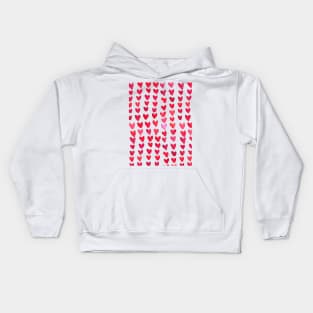 Brush stroke hearts - red and pink Kids Hoodie